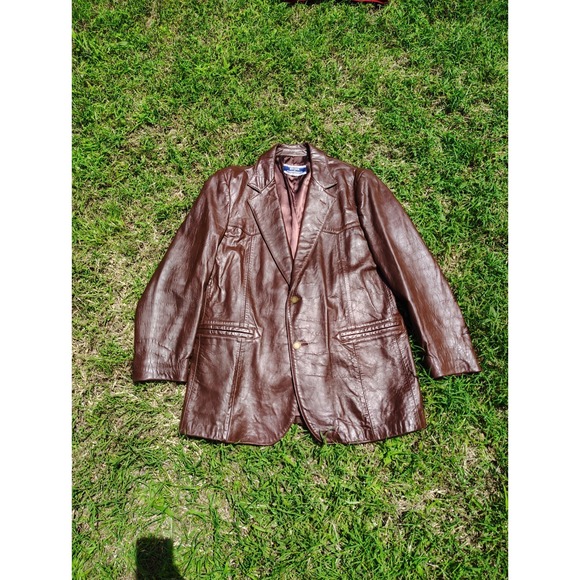 Breier Of Amsterdam Leather Jacket‎ Mens Large Brown Vintage 70s Suit USA Made